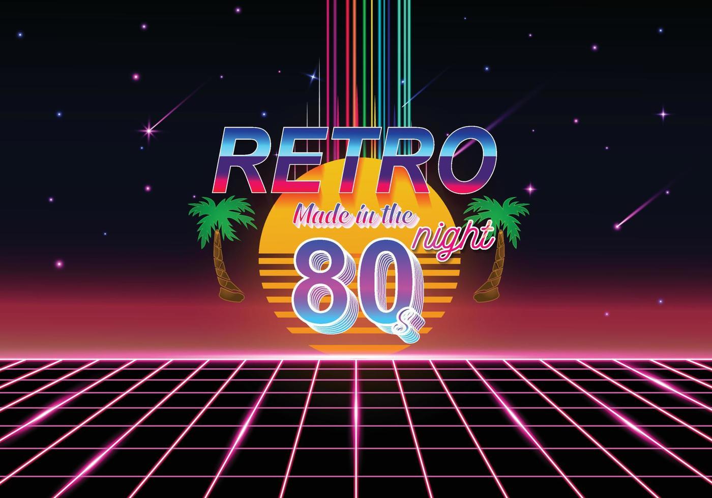 retro de los años 80 con decoración rosa y rosa neón vector