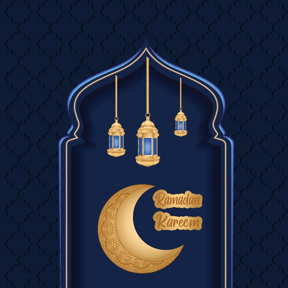 Elegant background for Ramadan Kareem in Blue and gold vector