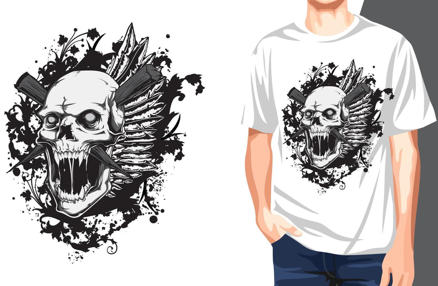 camiseta de calavera. Puede usarse para estampado de camisetas, estampado de tazas, almohadas, diseño de estampado de moda, ropa para niños, baby shower, saludo y postal. diseño de camiseta vector