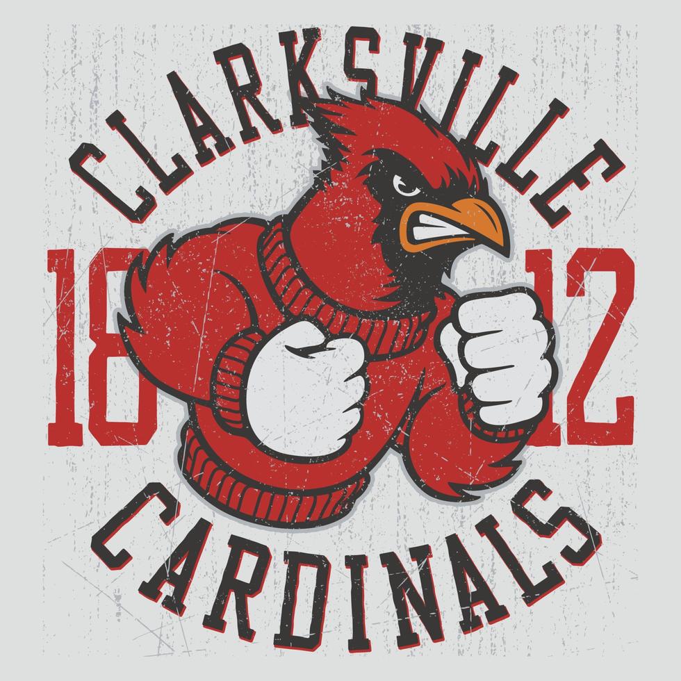 clarksville 1812 cardenales t shirt.can ser utilizado para la impresión de camisetas, impresión de taza, almohadas, diseño de impresión de moda, ropa para niños, baby shower, saludo y postal. diseño de camiseta vector