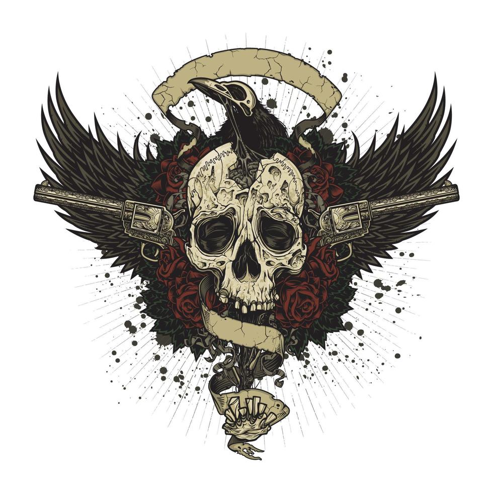 Raven Eating Skull Brains T-Shirt.Can be used for t-shirt print, mug print, pillows, fashion print design, kids wear, baby shower, greeting and postcard. t-shirt design vector