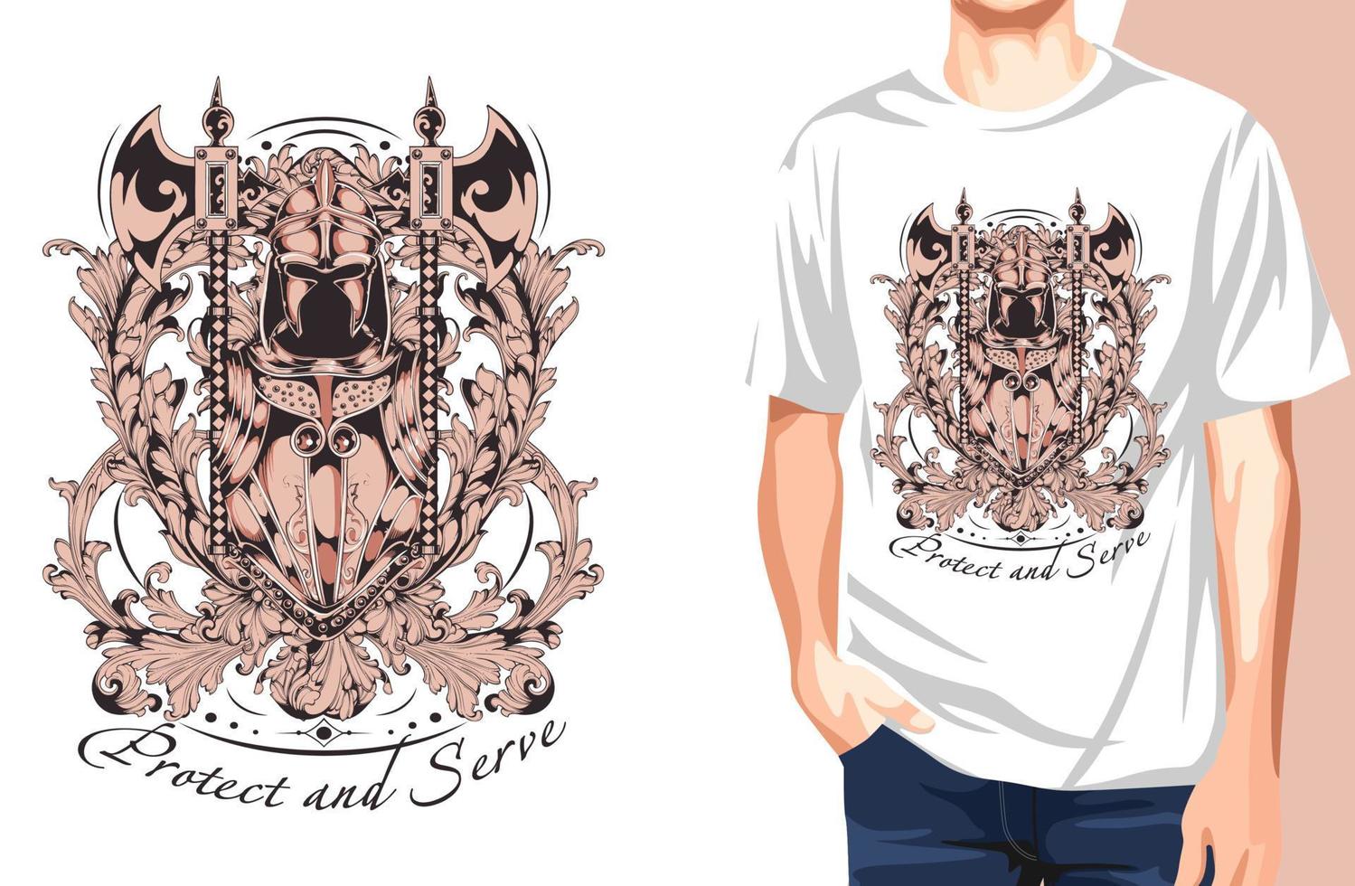 Protect And Serve T-Shirt.Can be used for t-shirt print, mug print, pillows, fashion print design, kids wear, baby shower, greeting and postcard. t-shirt design vector