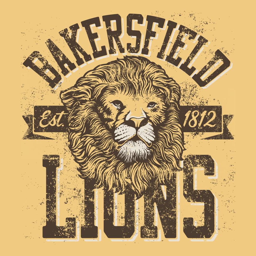 BakersField Lions T Shirt design.Can be used for t-shirt print, mug print, pillows, fashion print design, kids wear, baby shower, greeting and postcard. t-shirt design vector