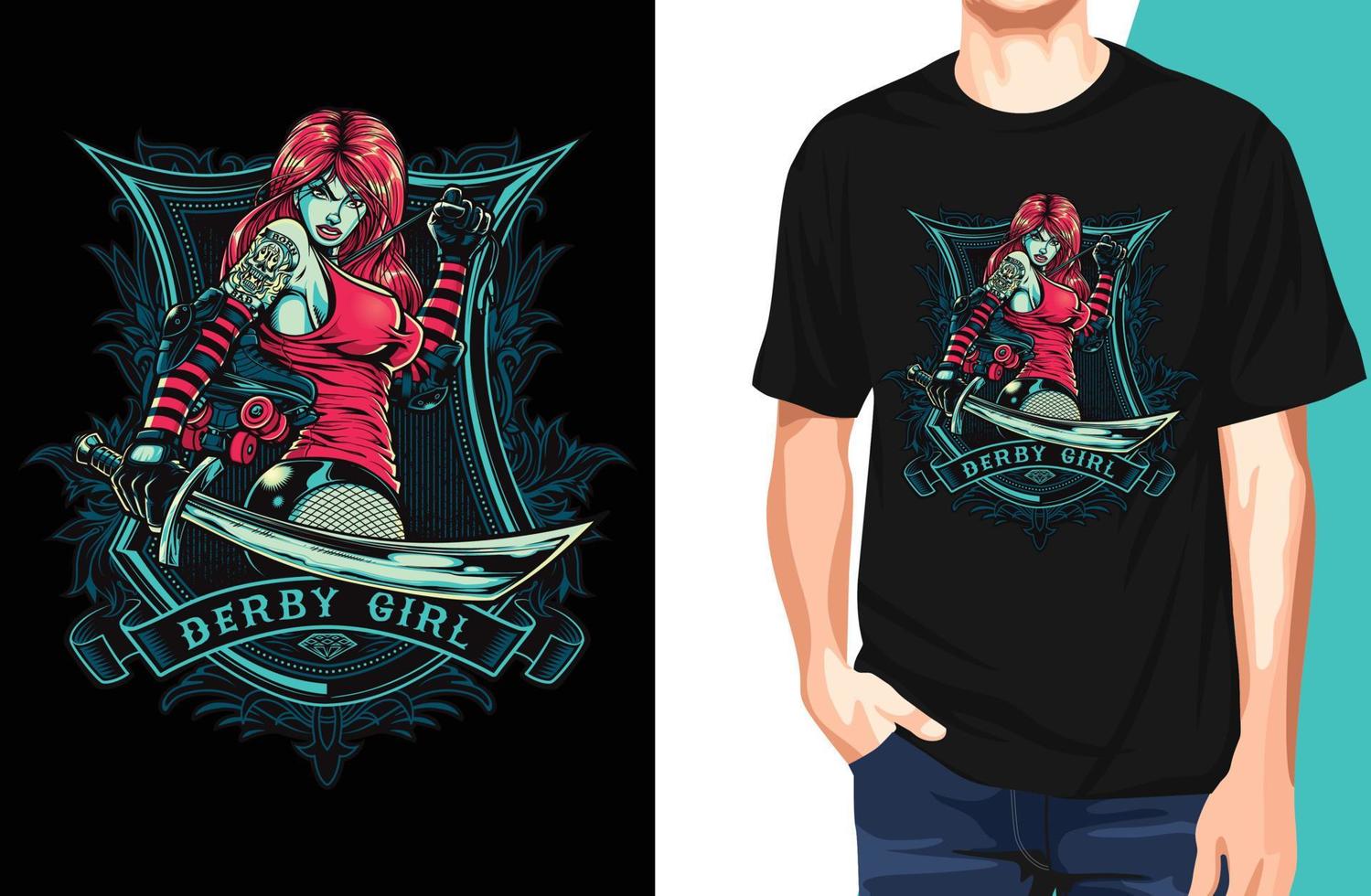DERBY GIRL ROLLER DERBY T Shirt.Can be used for t-shirt print, mug print, pillows, fashion print design, kids wear, baby shower, greeting and postcard. t-shirt design vector