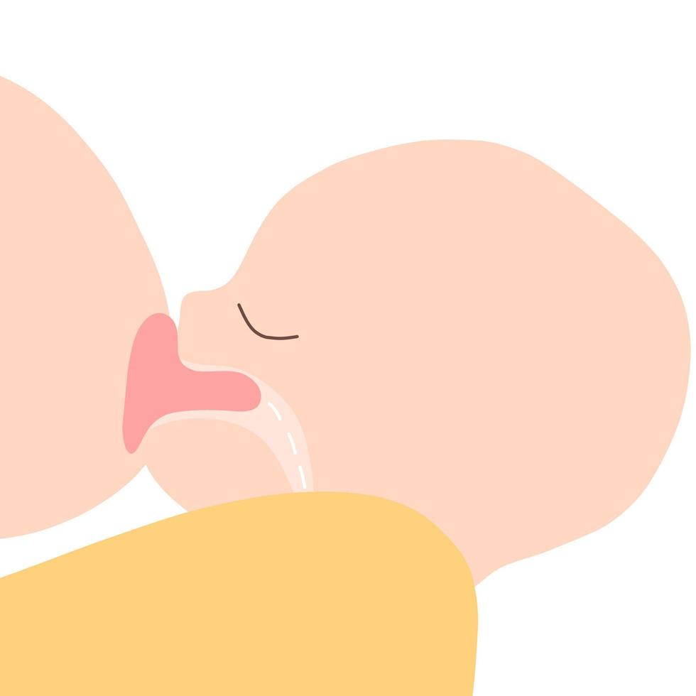 Deep latch. Proper baby breastfeeding latch. vector