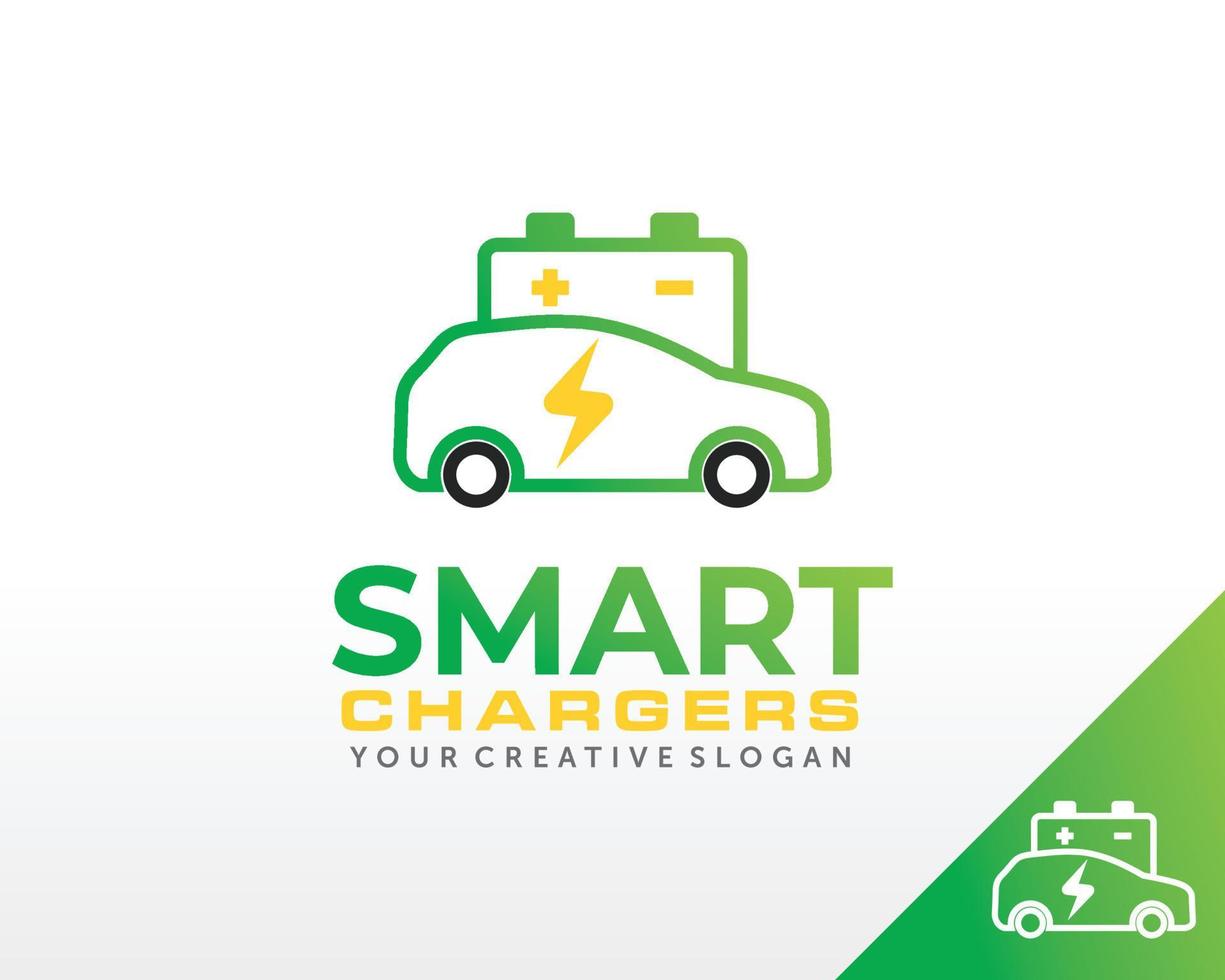 Electric Car Charger Station Logo design vector. Electric car battery