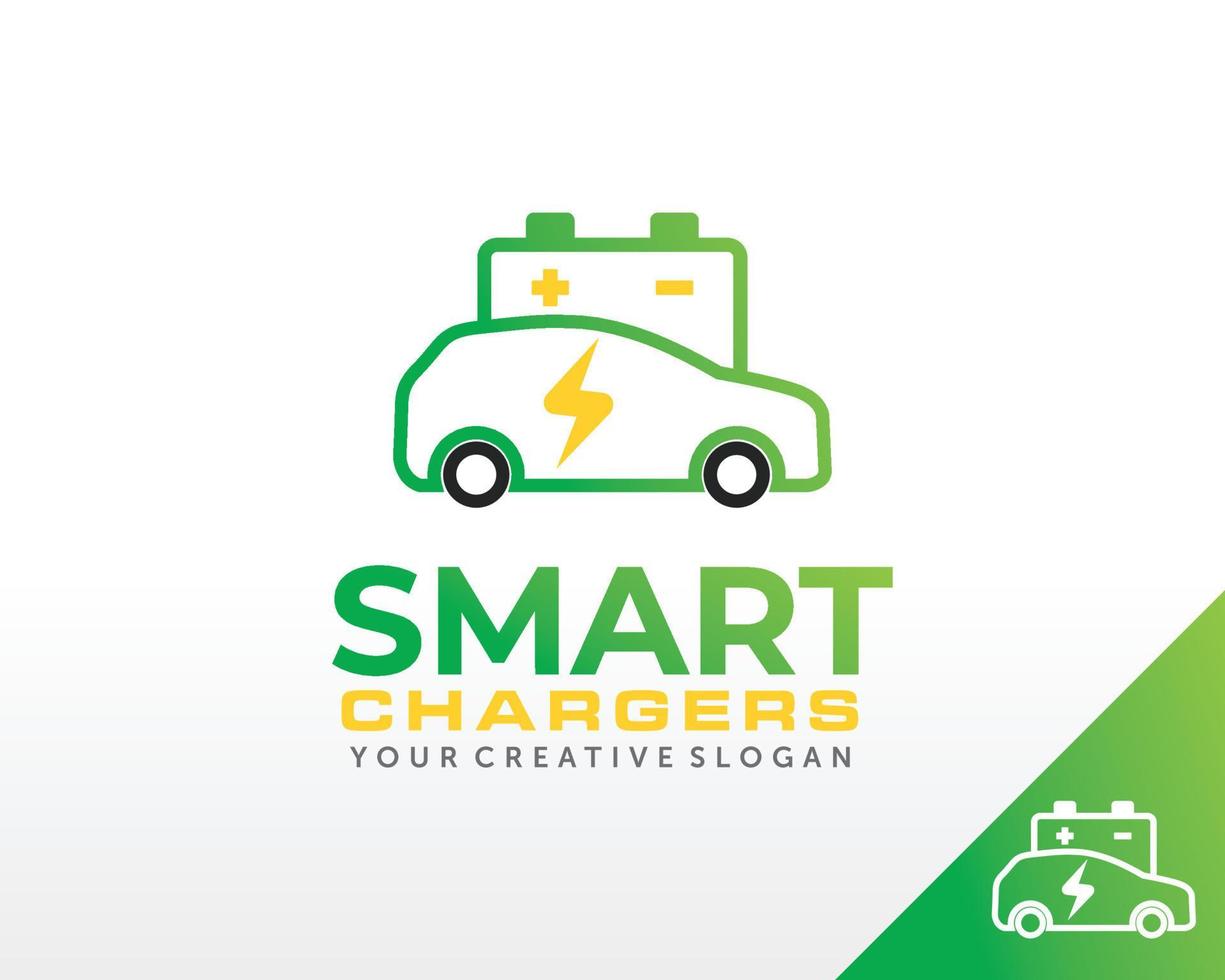 Electric Car Charger Station Logo design vector. Electric car battery logo design inspiration vector