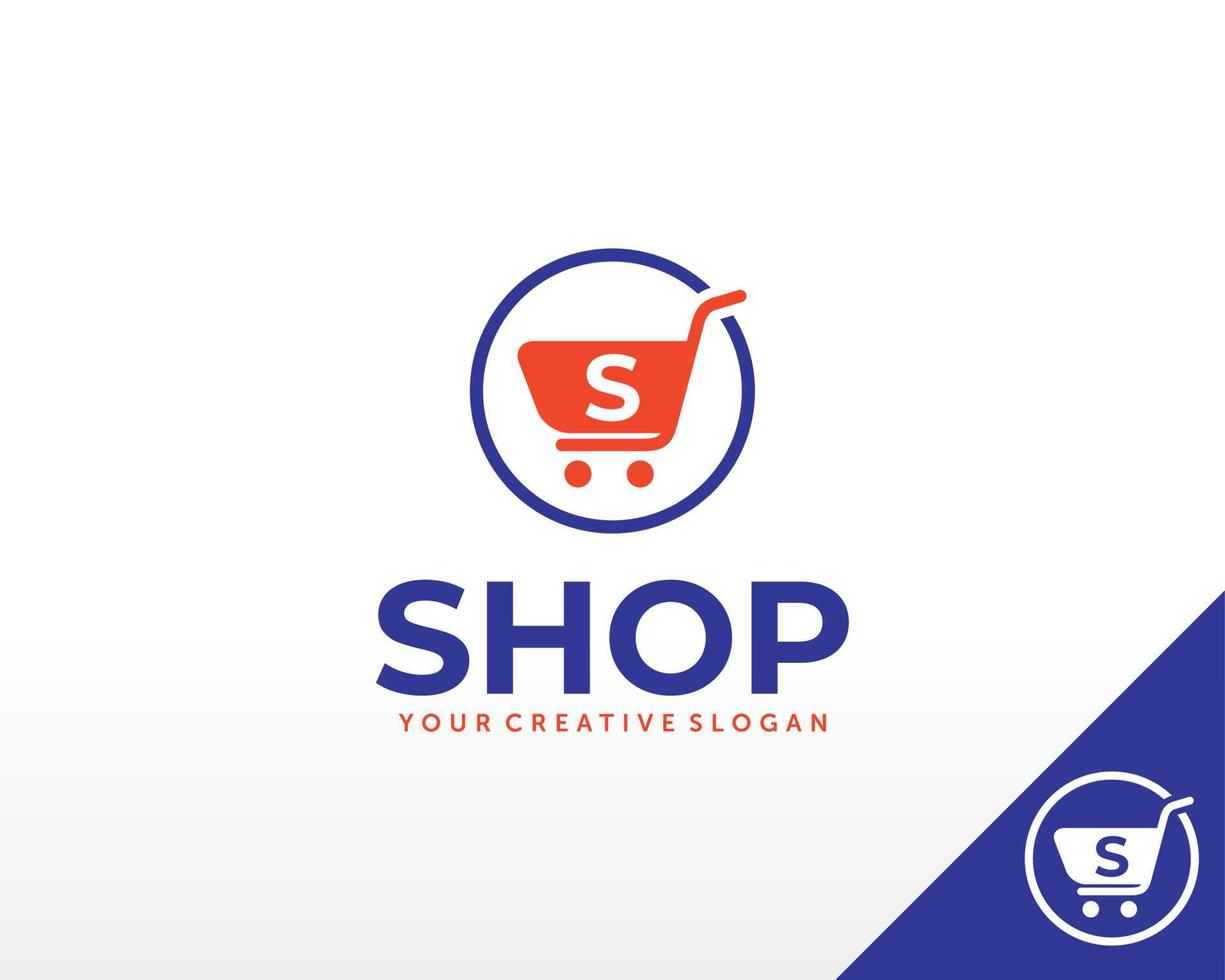 logotipo de la tienda en línea. vector de diseño de logotipo de tienda feliz