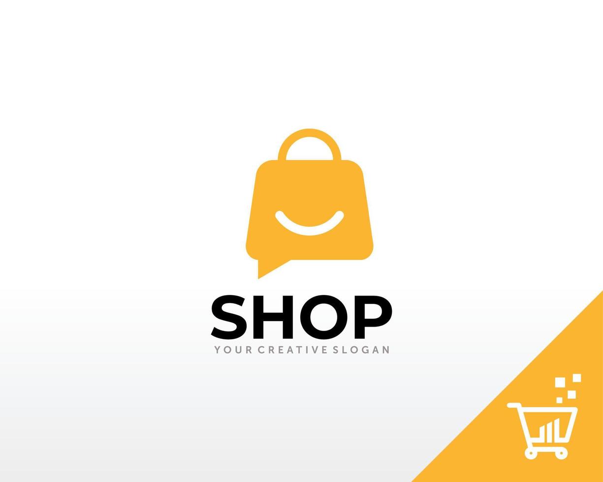 Online Shop Logo. Happy Shop Logo design vector