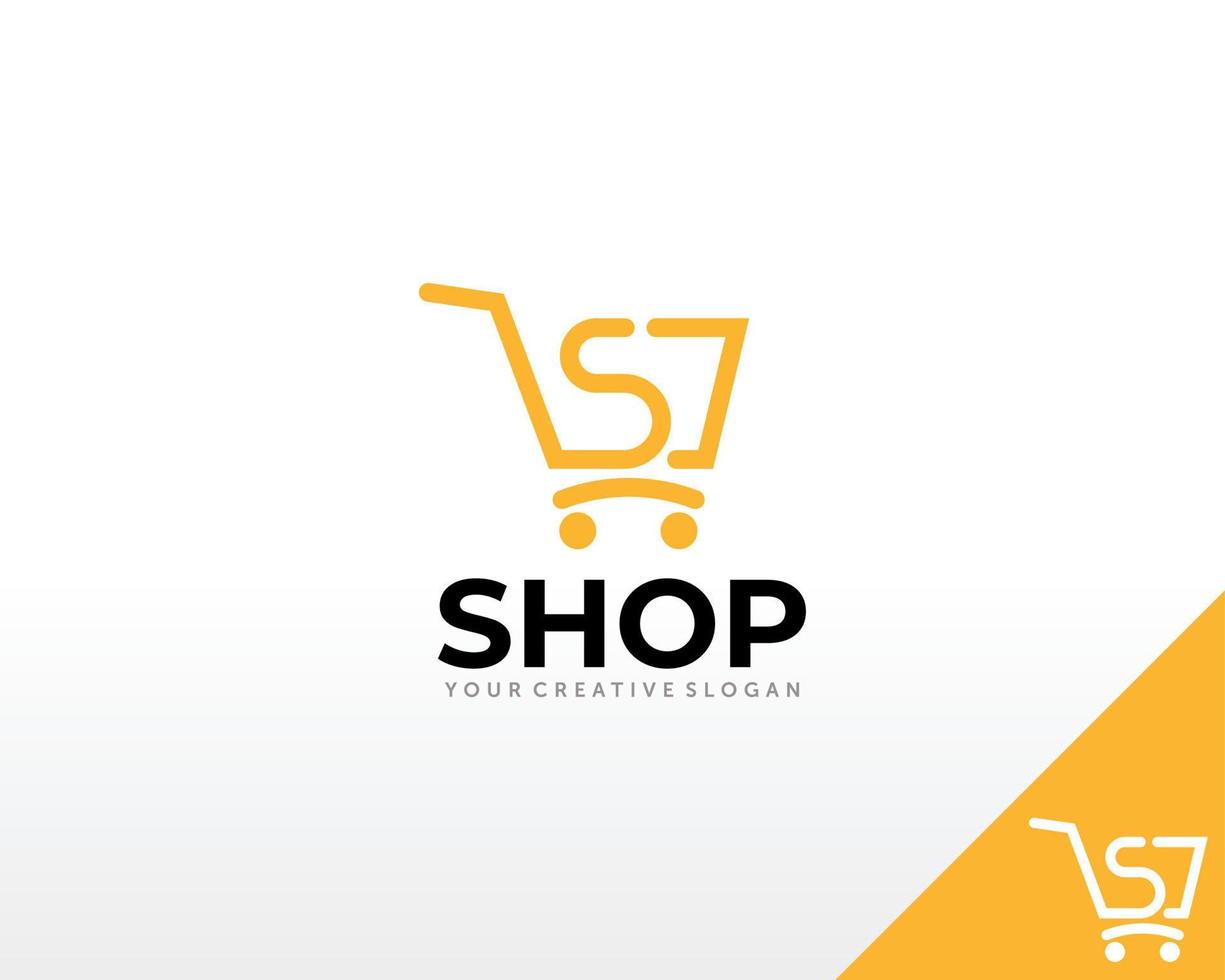 logotipo de la tienda en línea. vector de diseño de logotipo de tienda feliz