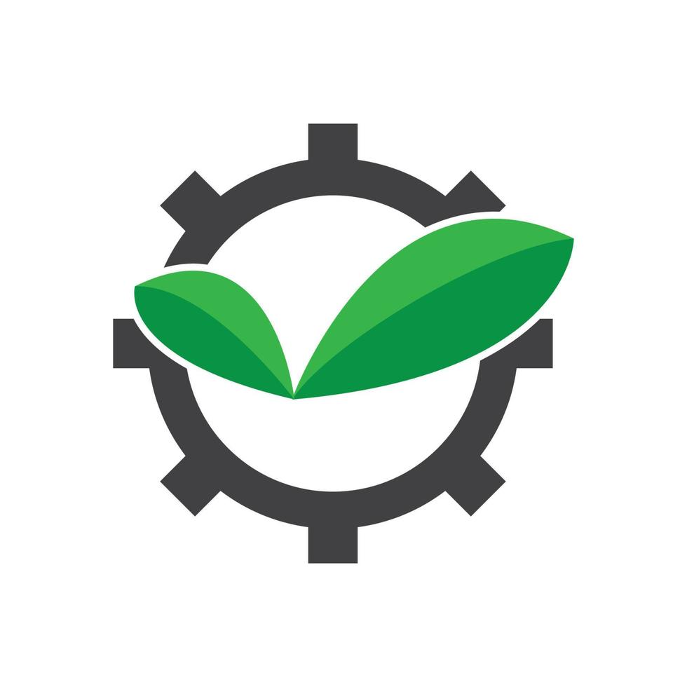 Gear leaf logo vector