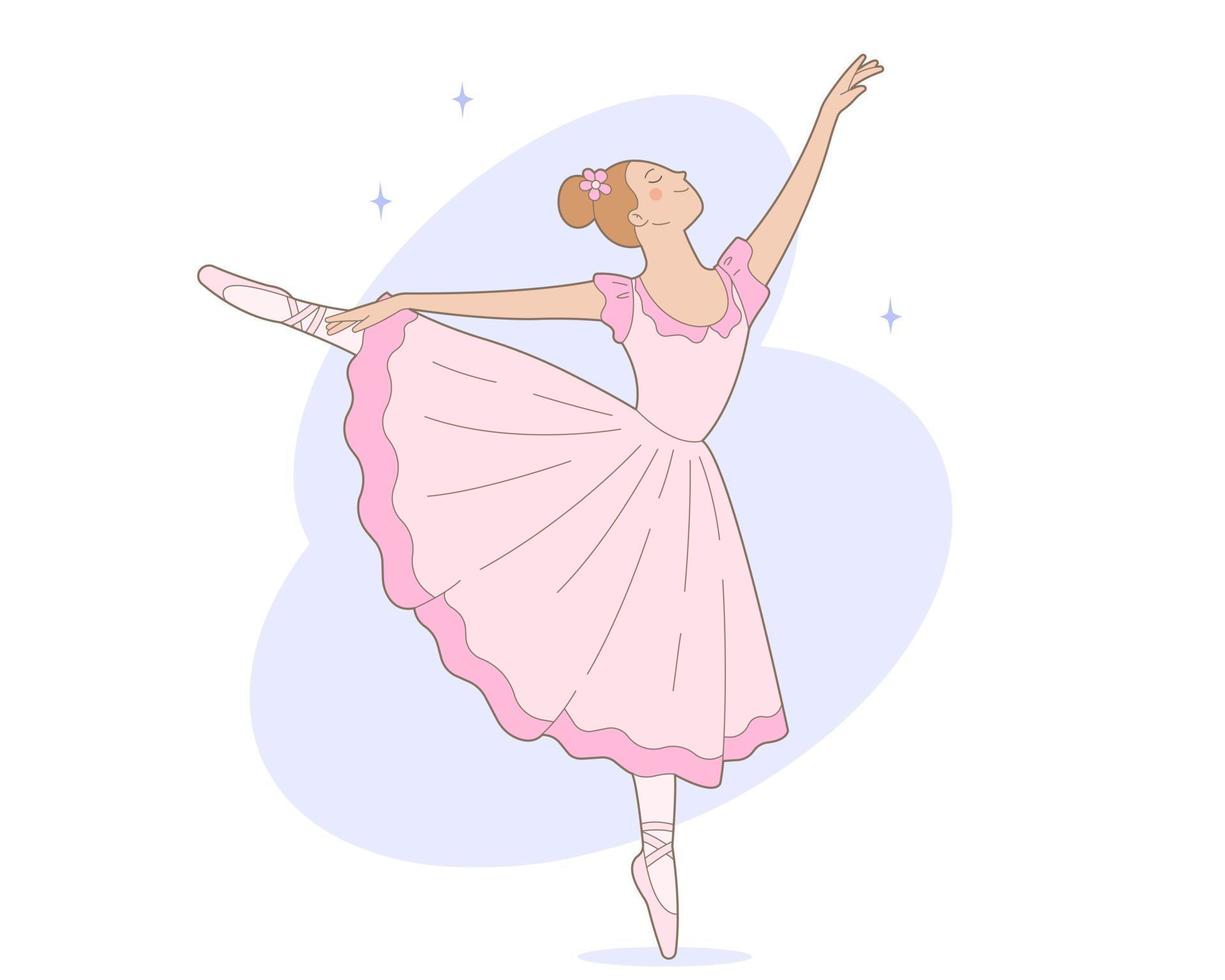 Classical ballet. Cute ballerina in a pink dress. vector