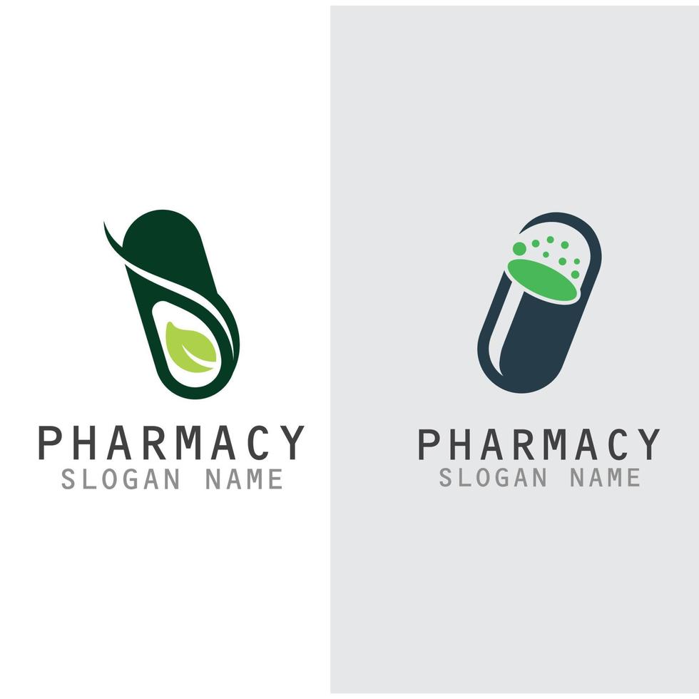 logotipo de vector de medicamento en cápsula creativo para diseño gráfico de farmacia