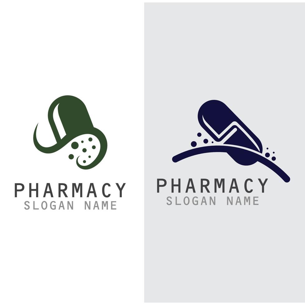 Capsule Drug vector logo creative for Pharmacy Graphic design