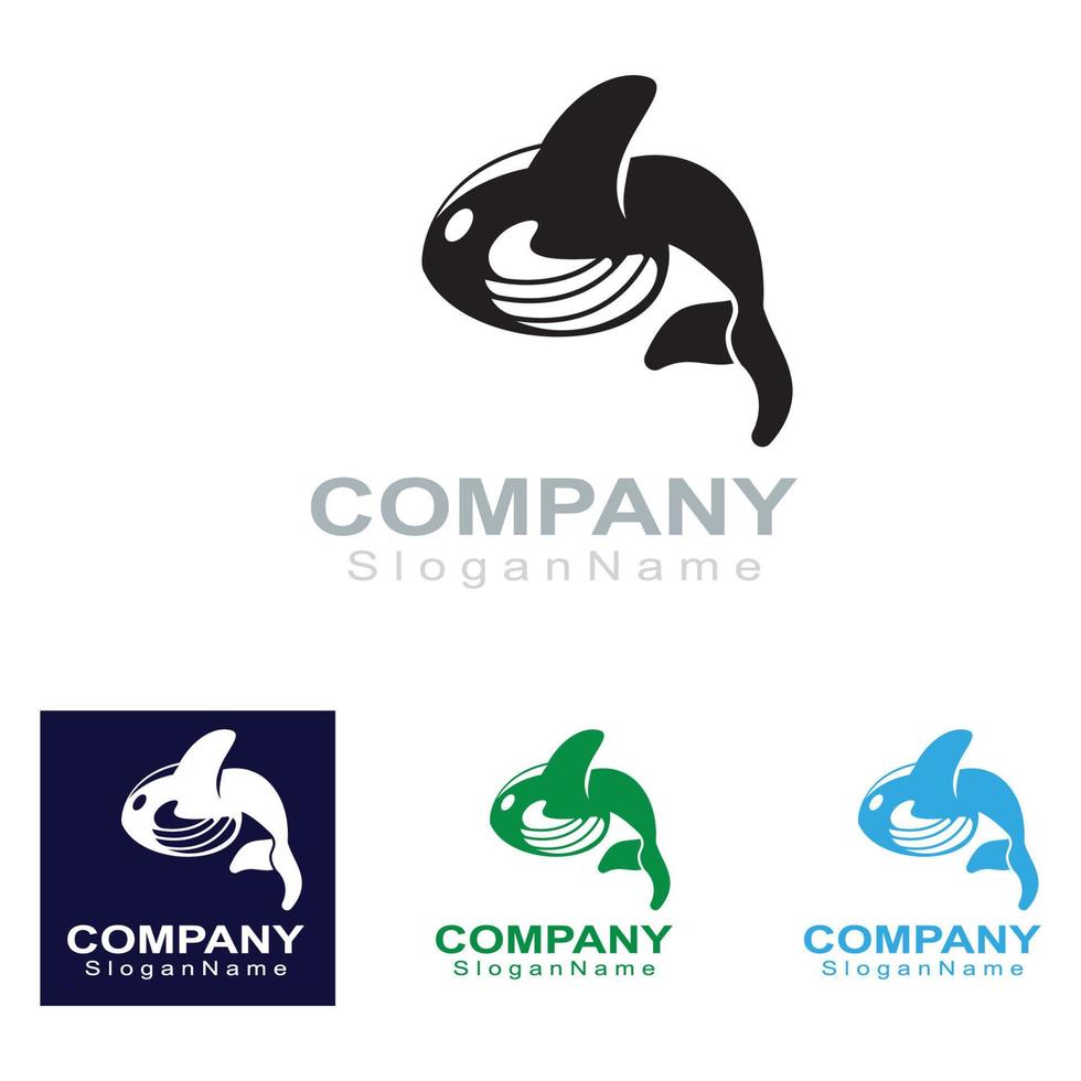 imagen del logotipo de orca del icono de ilustración de diseño de mar de animal de ballena vector