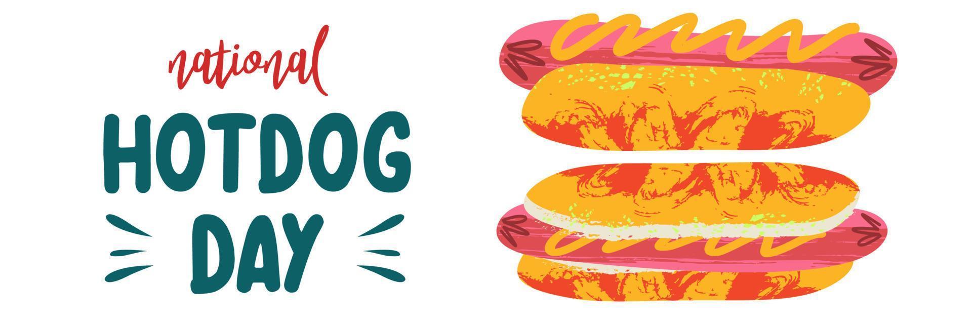 Hot dog. Fast food. Sausage in a bun. Vector illustration.