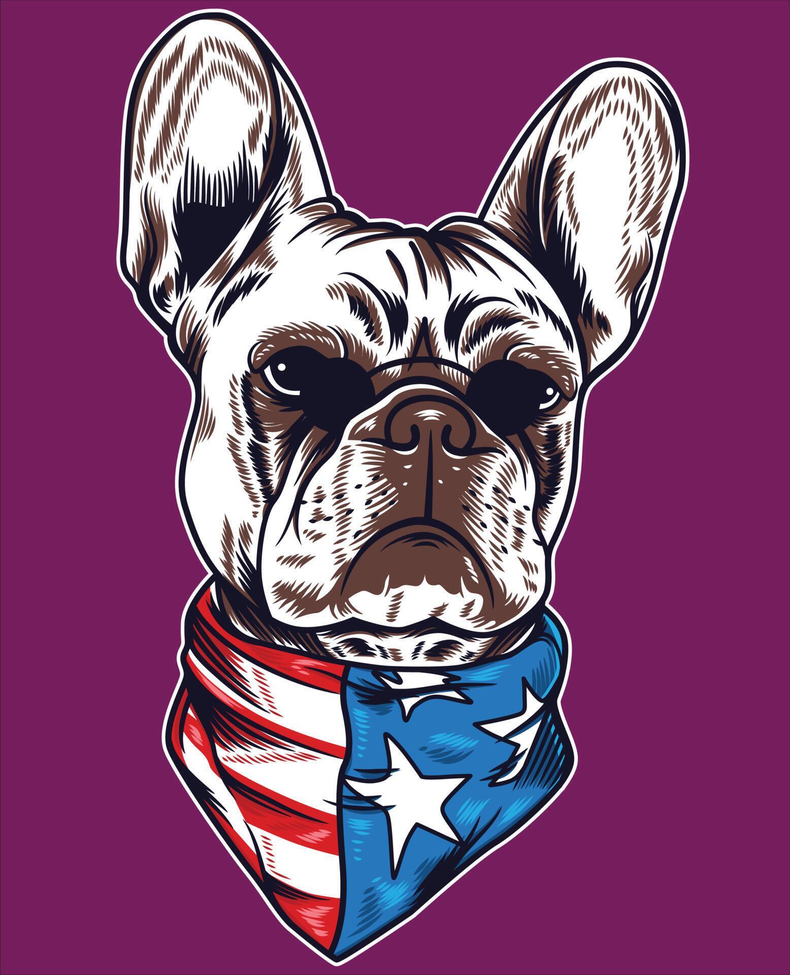 bulldog american flag 7874358 Vector Art at Vecteezy