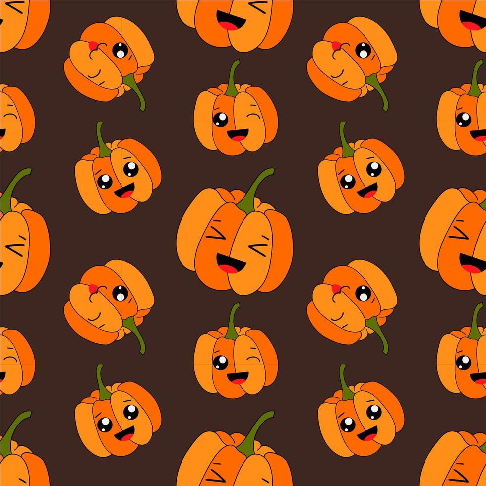 Pumpkins seamless patterns fanny emojis vector