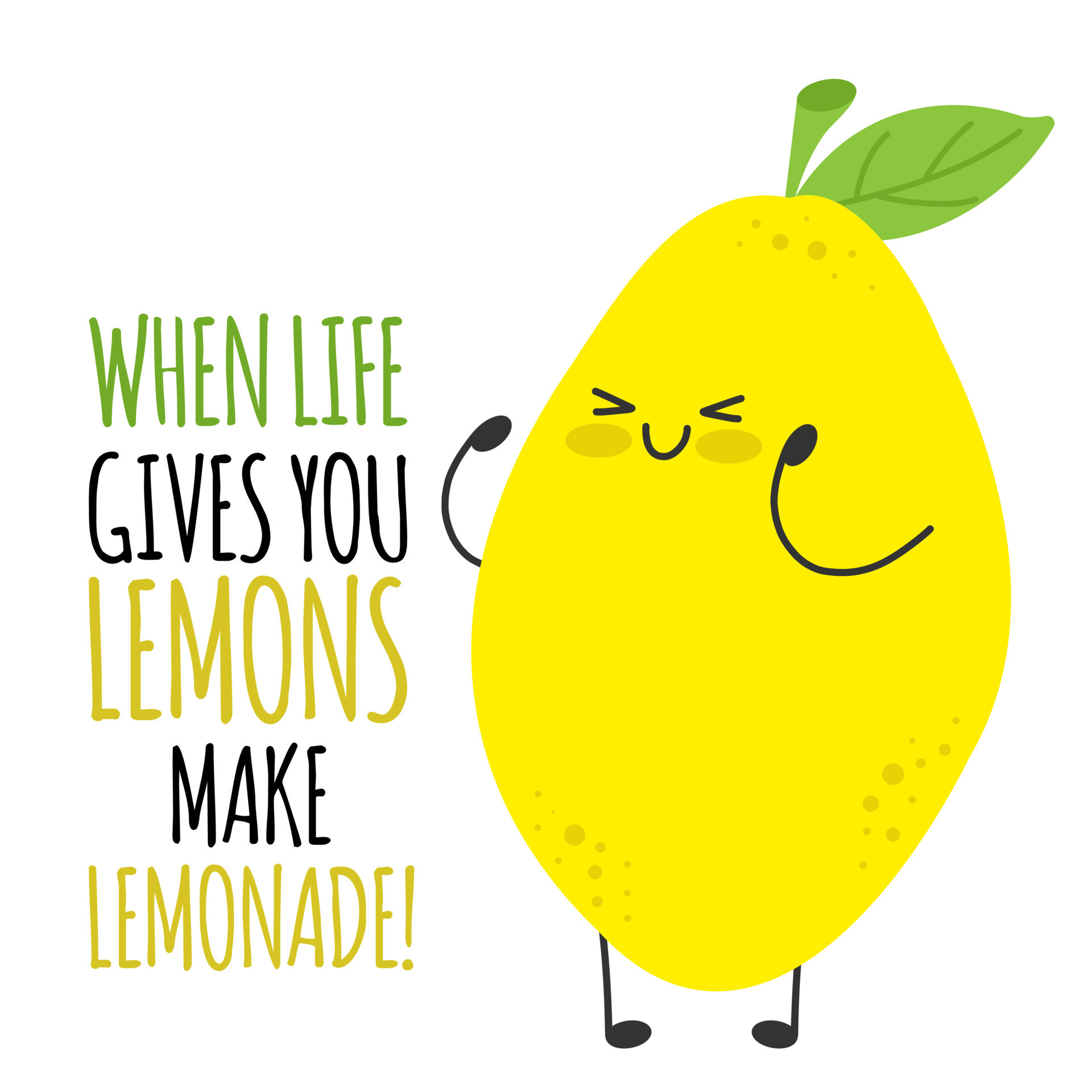 When life gives you lemons make lemonade. Funny cute lemon character quotes.  Love friendship inspiration motivation slogans 7874407 Vector Art at  Vecteezy