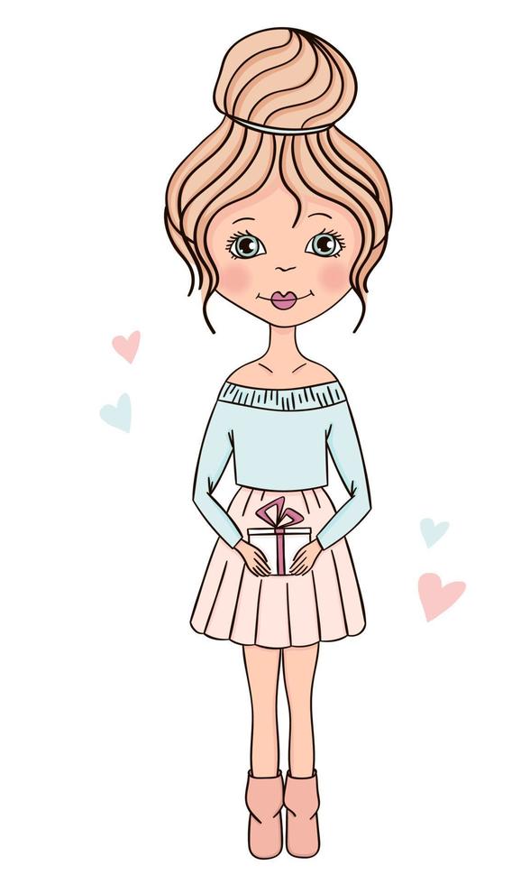 Fashionable beautiful girls vector. Casual girls in winter clothes. vector