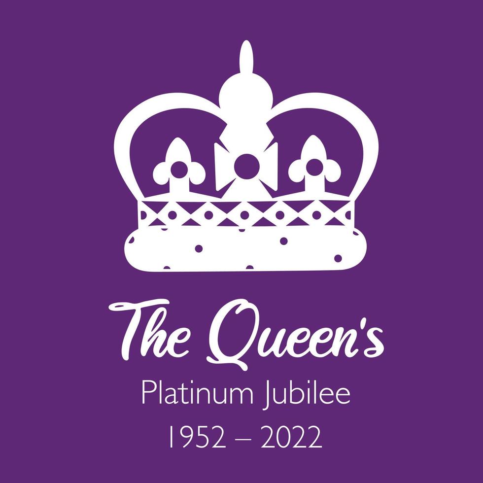 la celebración del jubileo de platino de la reina estandarte la corona de la reina elizabeth 70 años. diseño ideal para pancartas, desolladores, redes sociales, pegatinas, tarjetas de felicitación. vector