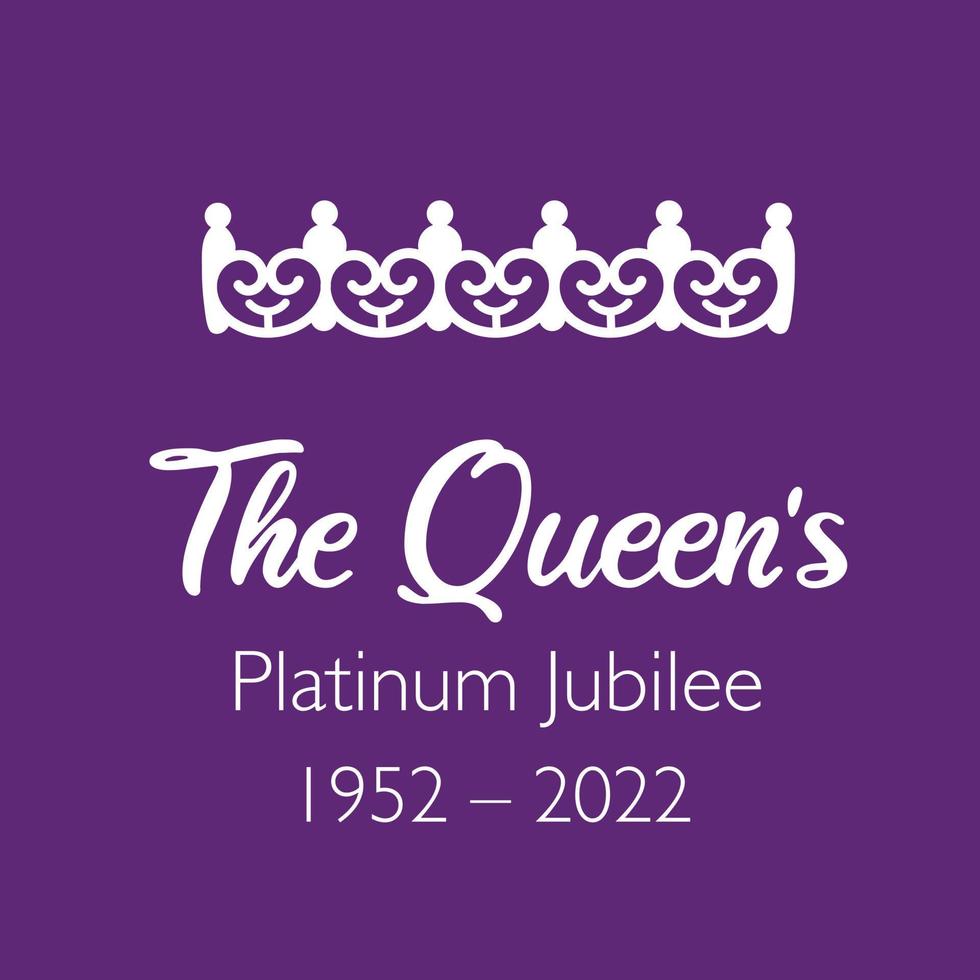 la celebración del jubileo de platino de la reina estandarte la corona de la reina elizabeth 70 años. diseño ideal para pancartas, desolladores, redes sociales, pegatinas, tarjetas de felicitación. vector