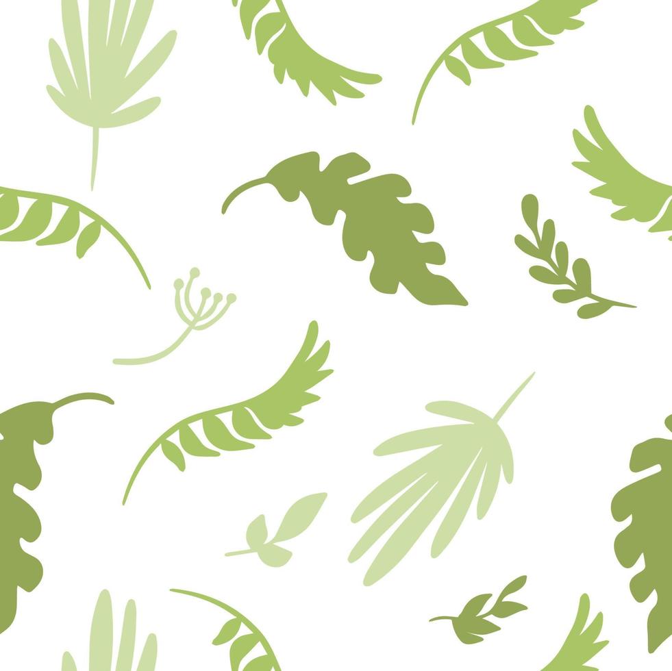 hojas verdes de patrones sin fisuras de los trópicos sobre un fondo blanco vector