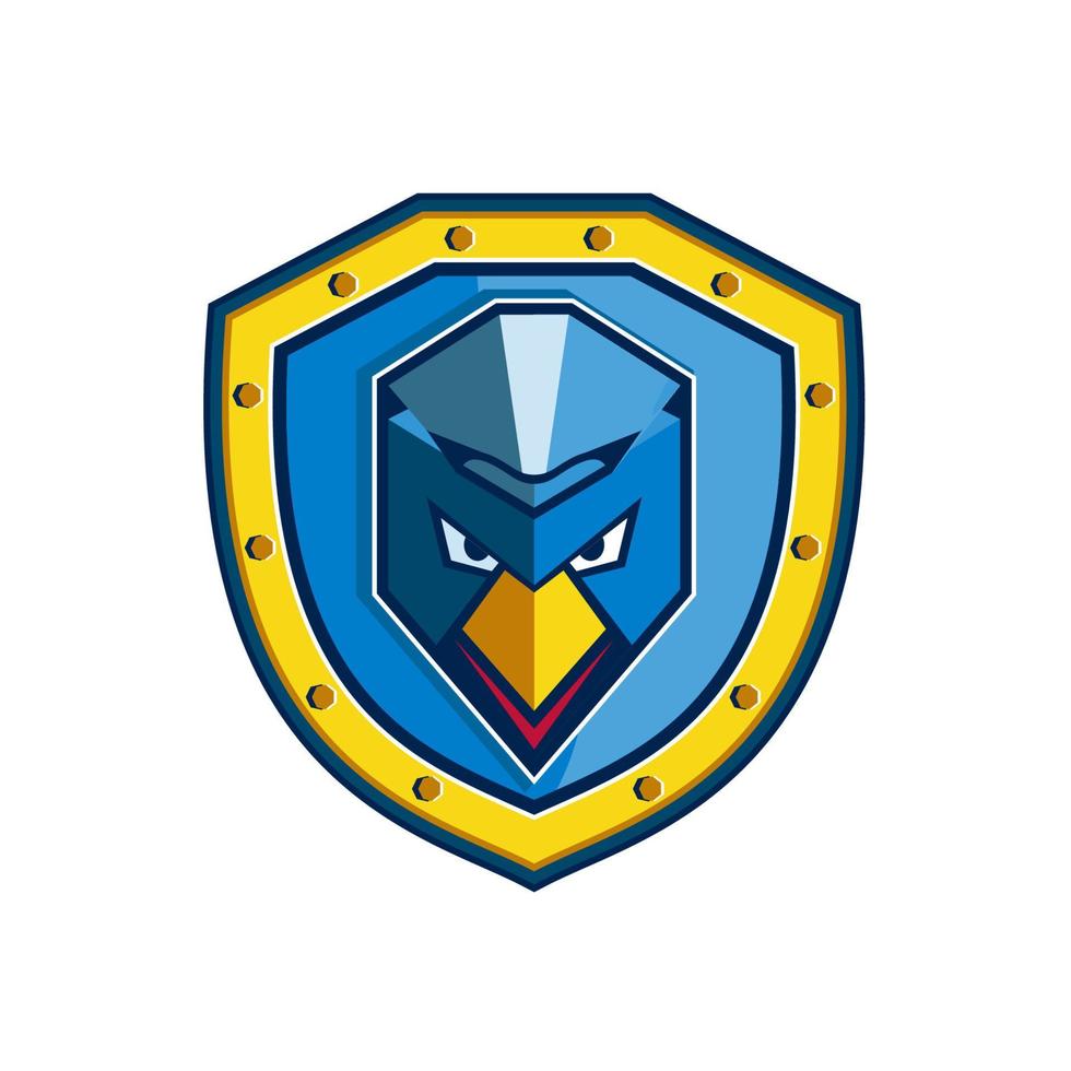 icono de escudo mohawk de pollo azul vector