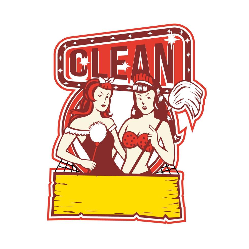 Twin Cleaners Clean 1950s Retro vector