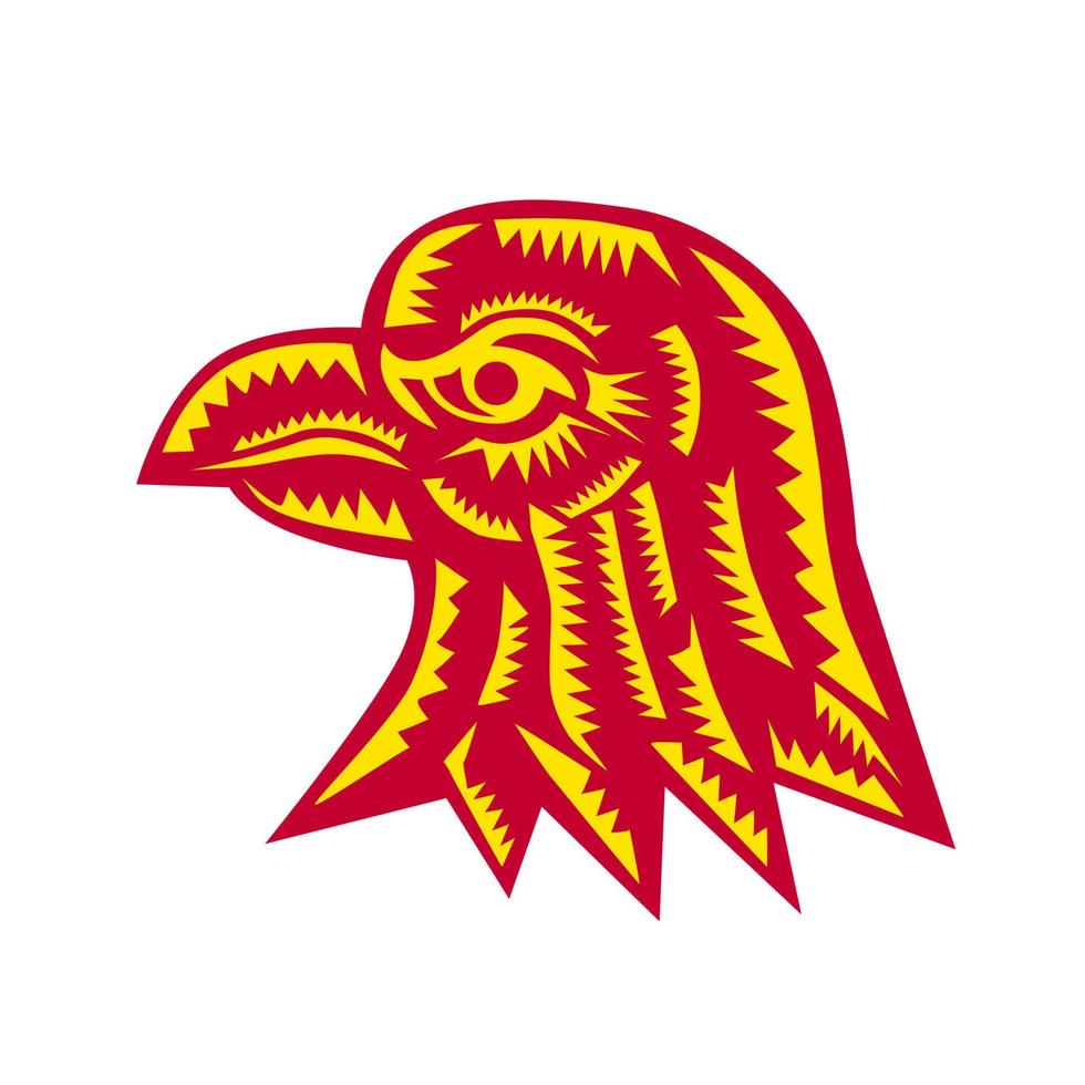 Eagle Head Side Woodcut vector