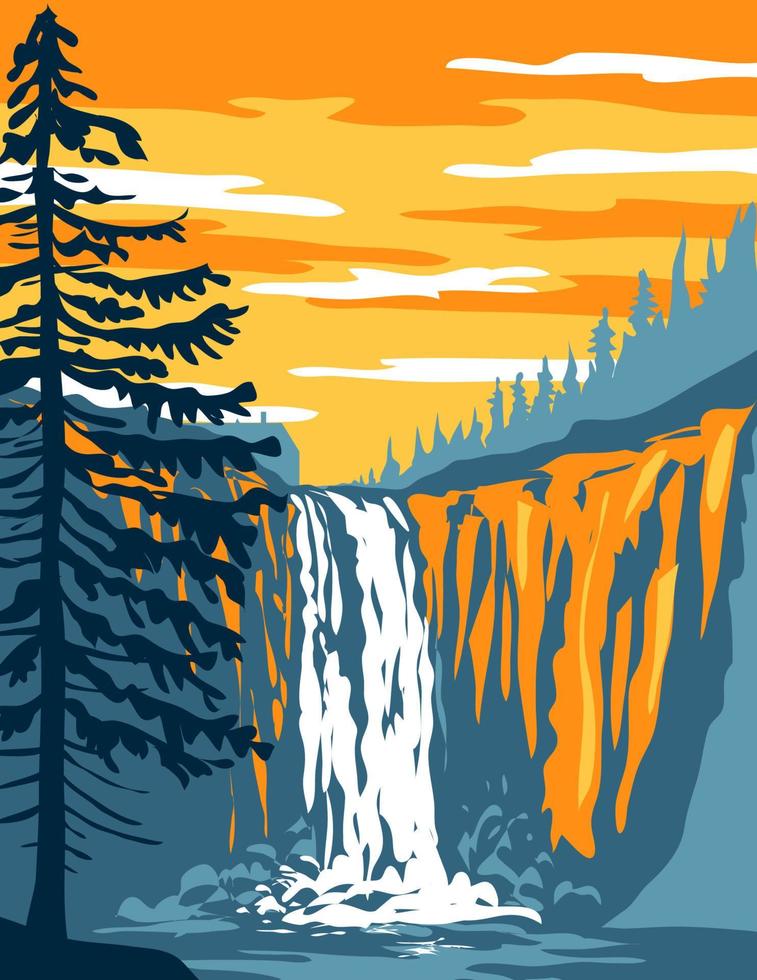 snoqualmie cae en el río snoqualmie en snoqualmie y fall city washington state wpa poster art vector