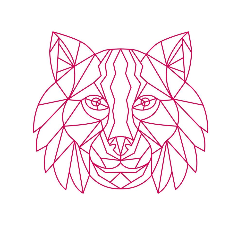 Lynx Bobcat Head Mono Line vector