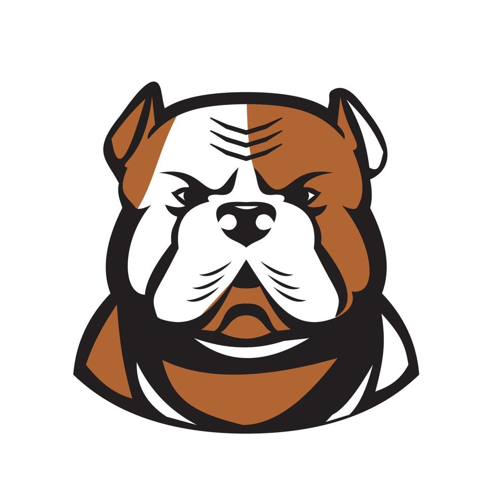 bulldog americano cabeza frente retro vector