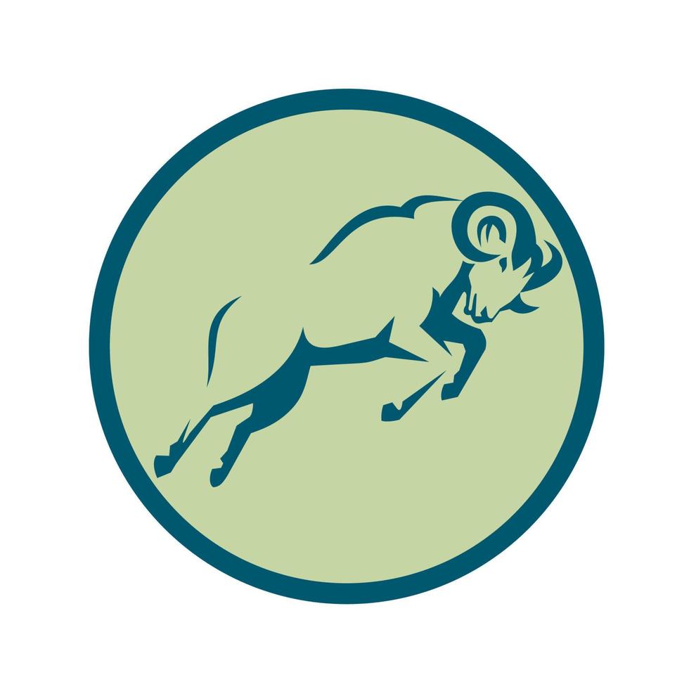 Mountain Sheep Jumping Circle Icon vector