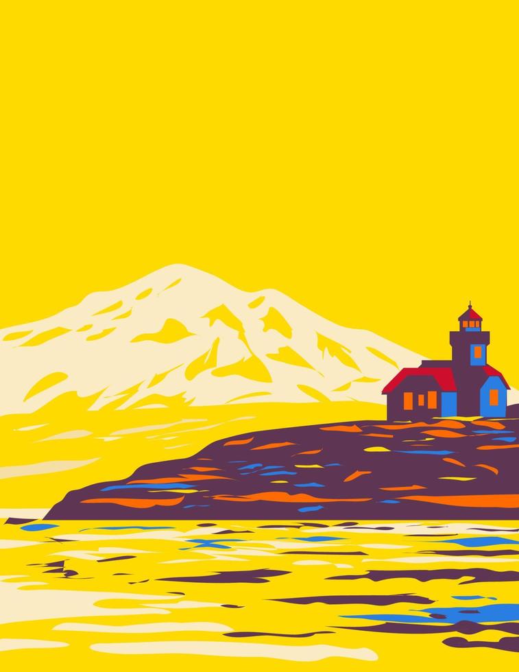 San Juan Islands Archipelago in Pacific Northwest Between Washington State and Vancouver Island Canada USA WPA Poster Art vector