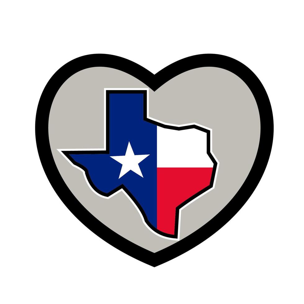 mapa de texas dentro del corazón retro vector