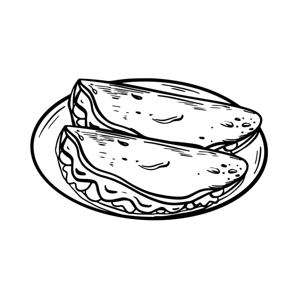 Italian bread piadina. Colorful vector illustration isolated on white background.