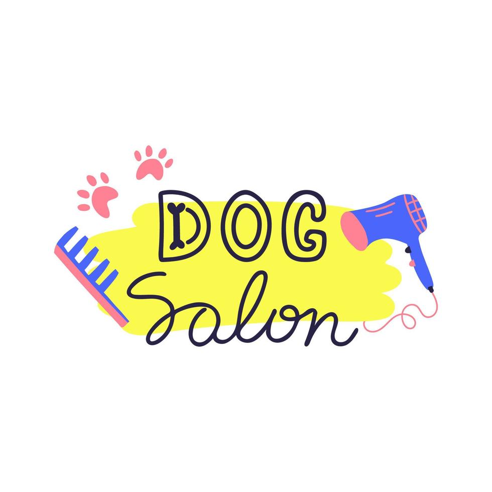 Dog salon flat illustration on white background. Pet spa concept. vector
