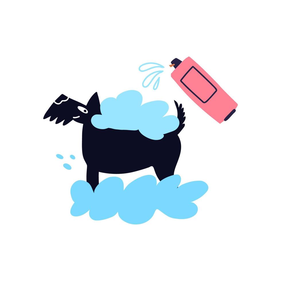 Dog is taking the bath. Pet salon concept illustration. vector