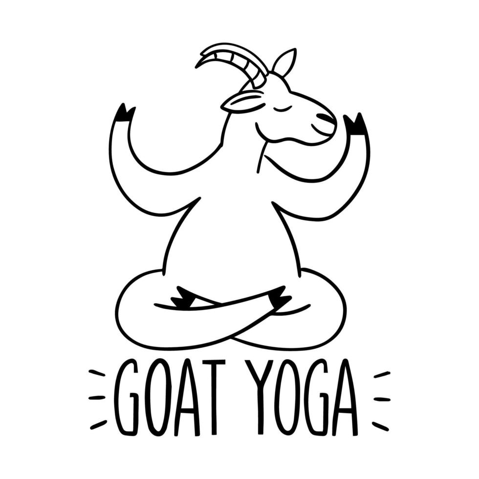 ilustración de contorno de yoga de cabra. aptitud moderna. ilustración de vector plano de animal divertido aislado sobre fondo blanco