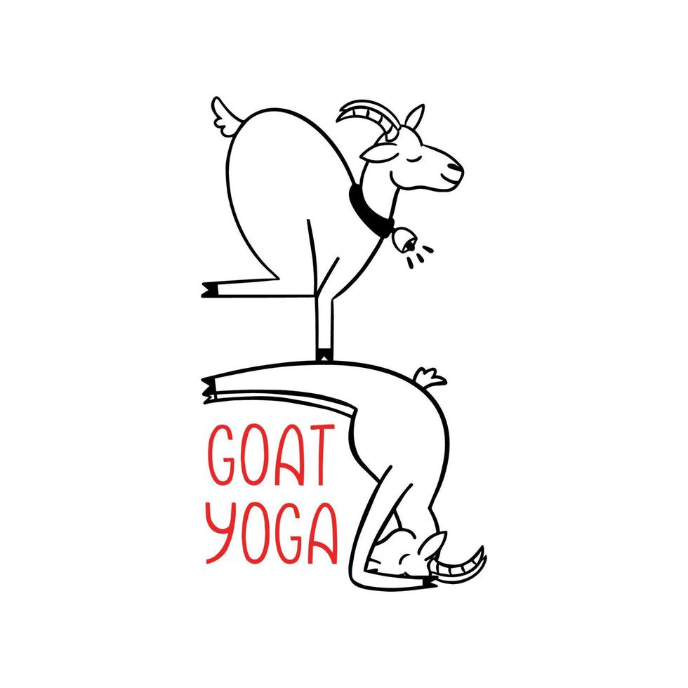 ilustración de contorno de yoga de cabra. aptitud moderna. ilustración de vector plano de animal divertido aislado sobre fondo blanco