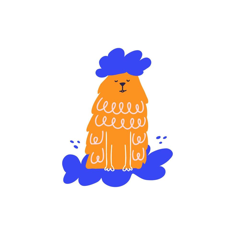 Dog is taking the bath. Pet salon concept illustration. vector