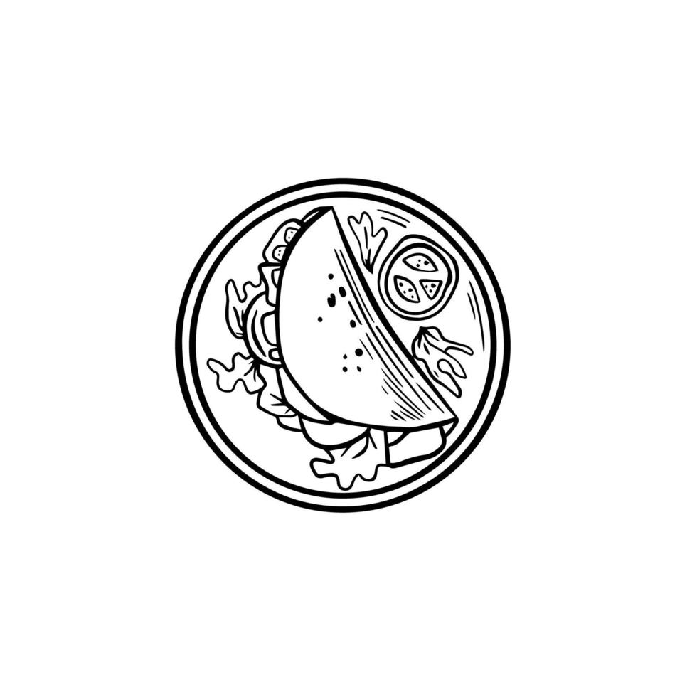 Italian bread piadina. Colorful vector illustration isolated on white background.