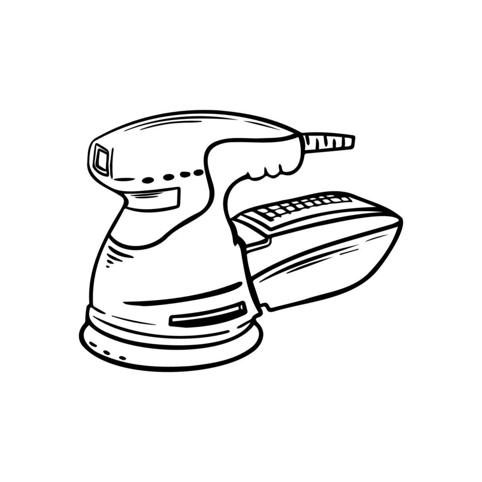 Sander tool vector illustration. Electric orbital instrument. Contour outline illustration.