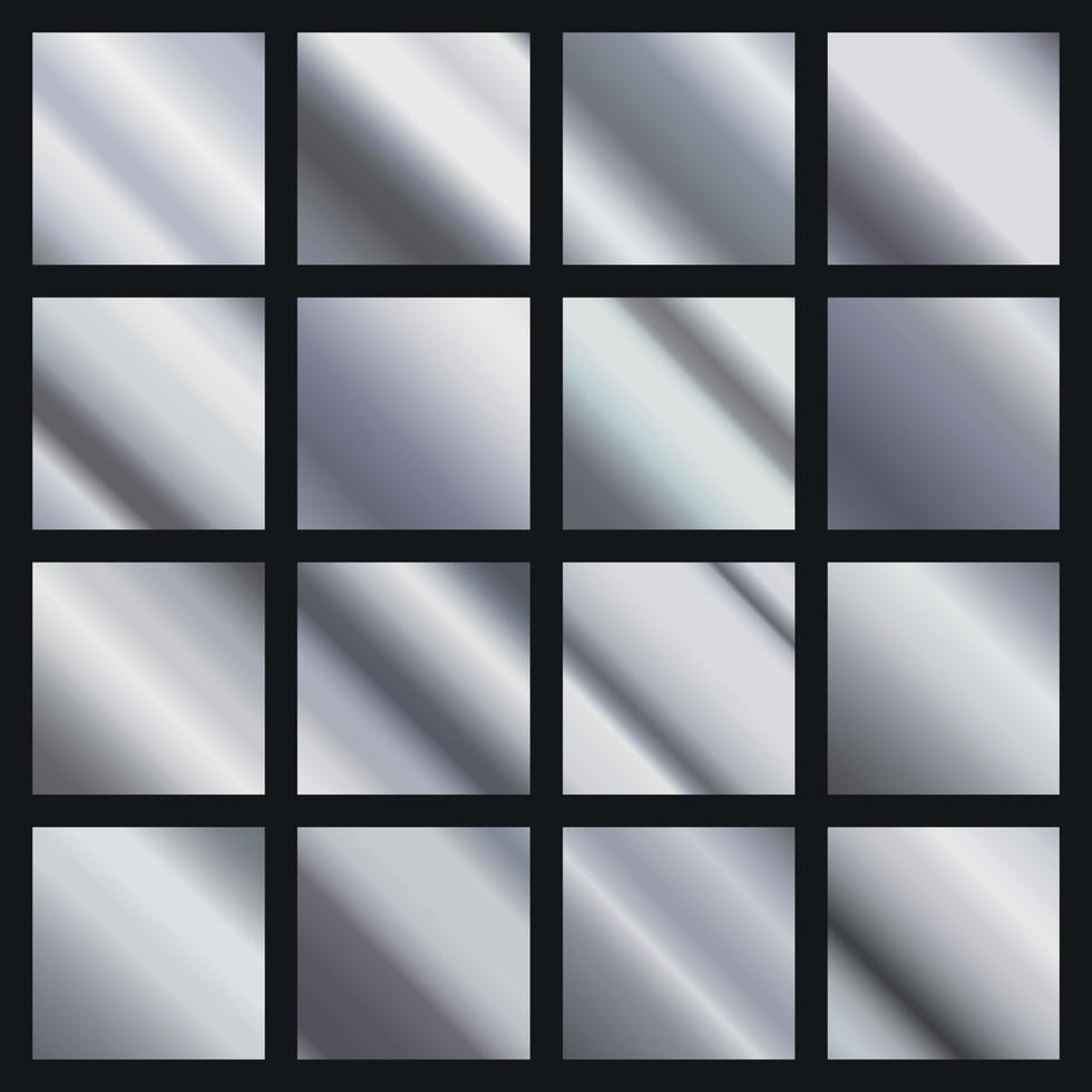 Set of 16 pcs. aluminum backgrounds texture - Vector