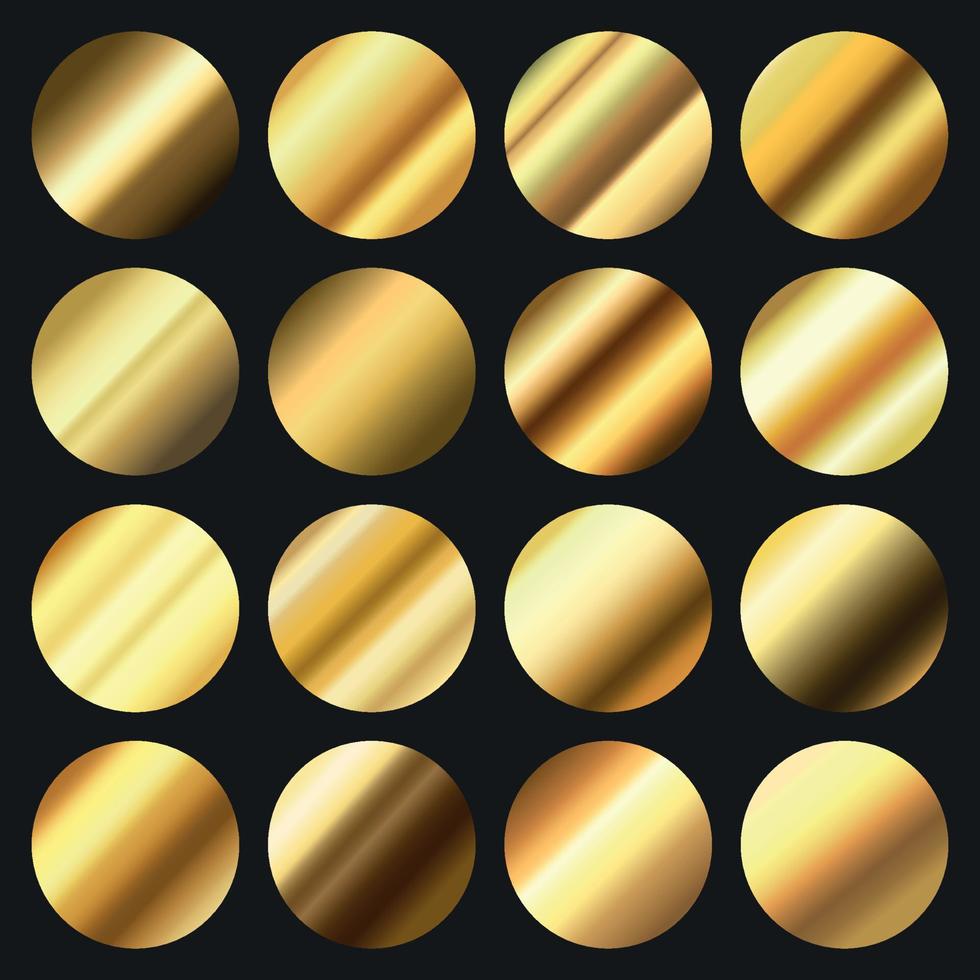 Set 16 pcs. golden metallic backgrounds with highlights - Vector