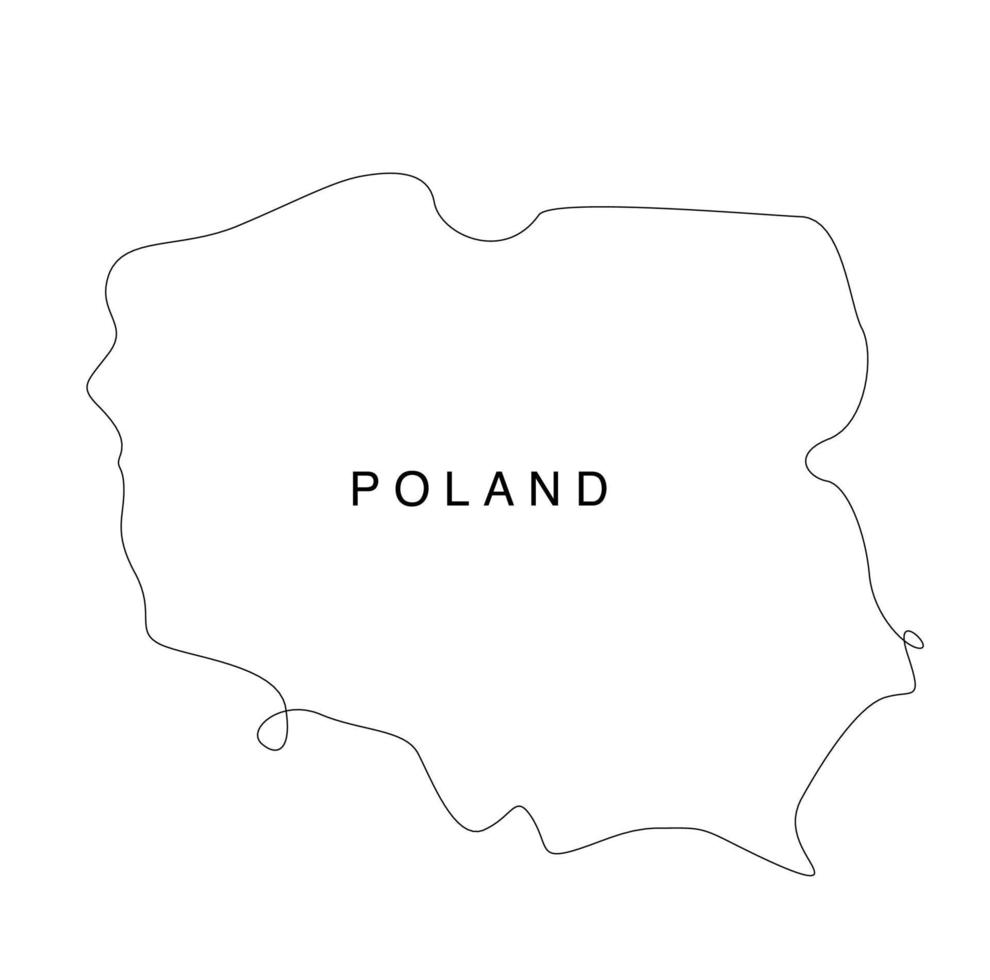 mapa de polonia de arte lineal. mapa de línea continua de europa. ilustración vectorial esquema único. vector