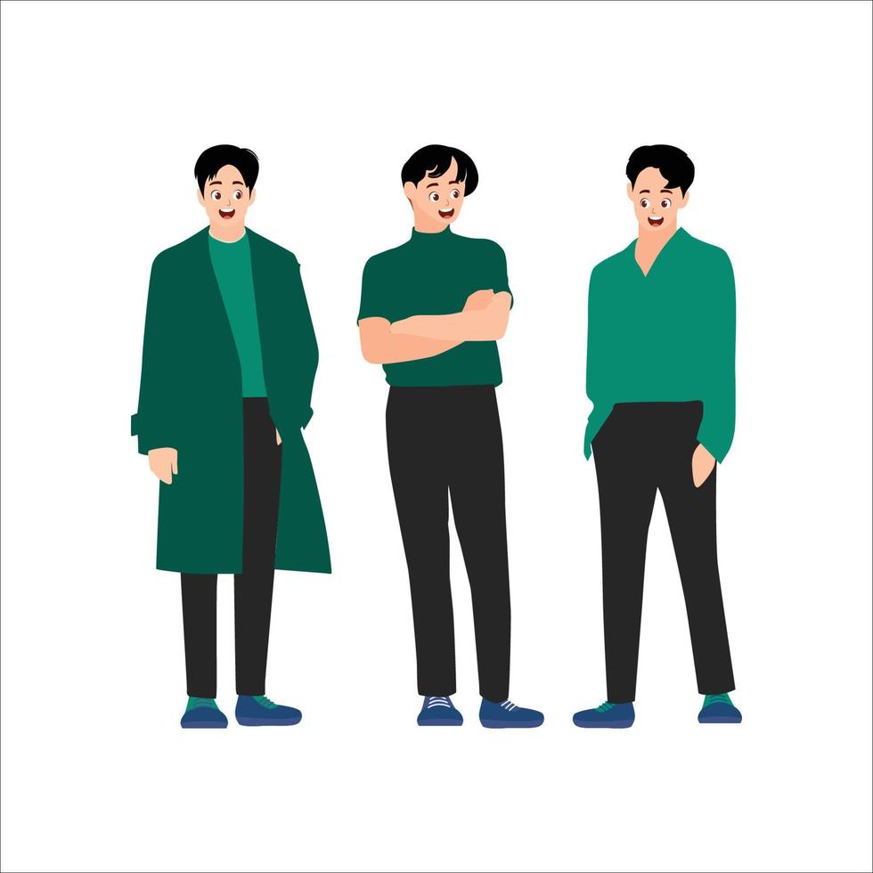 Colourful clothes model boy standing vector illustration