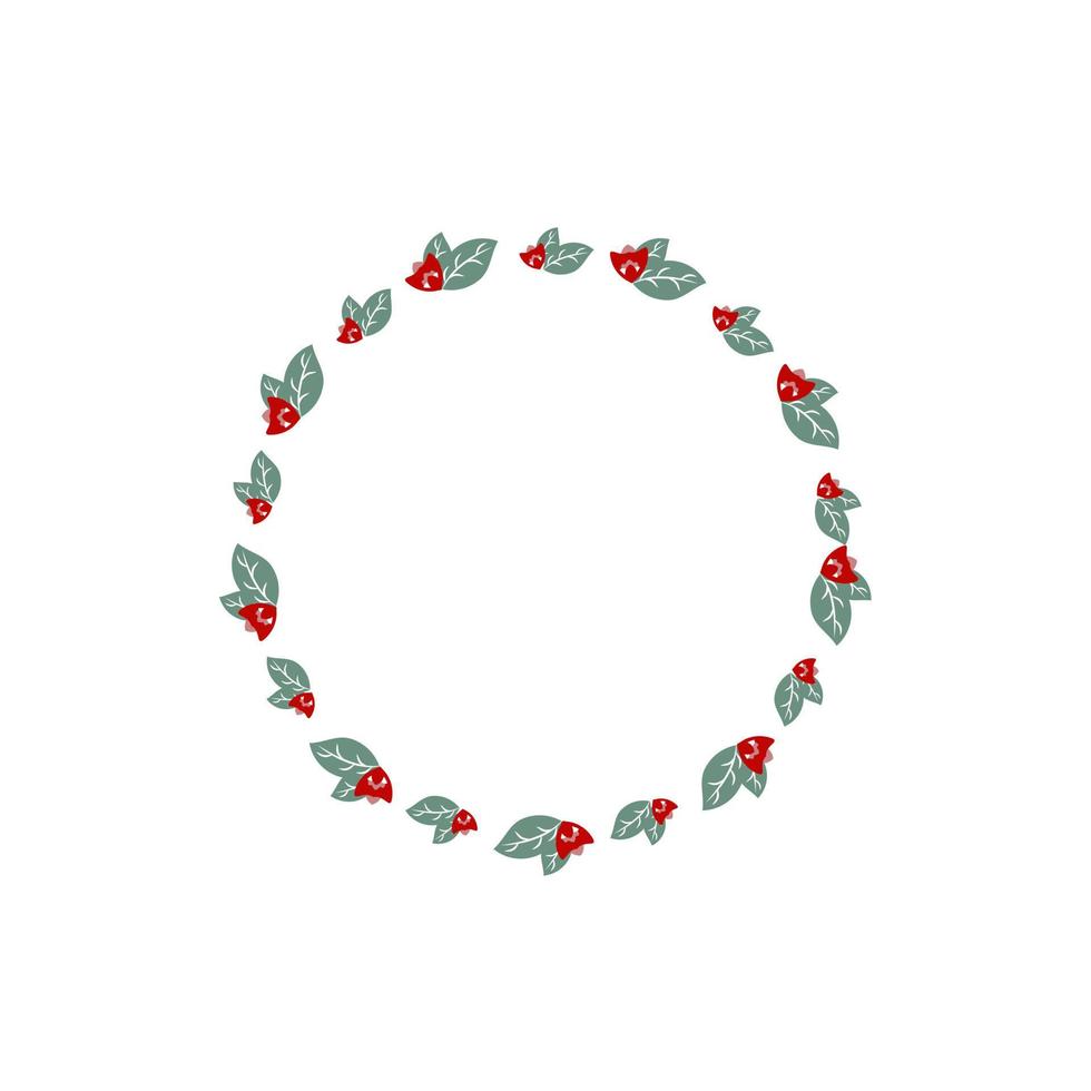 Flower and leaf wreath cercle vector