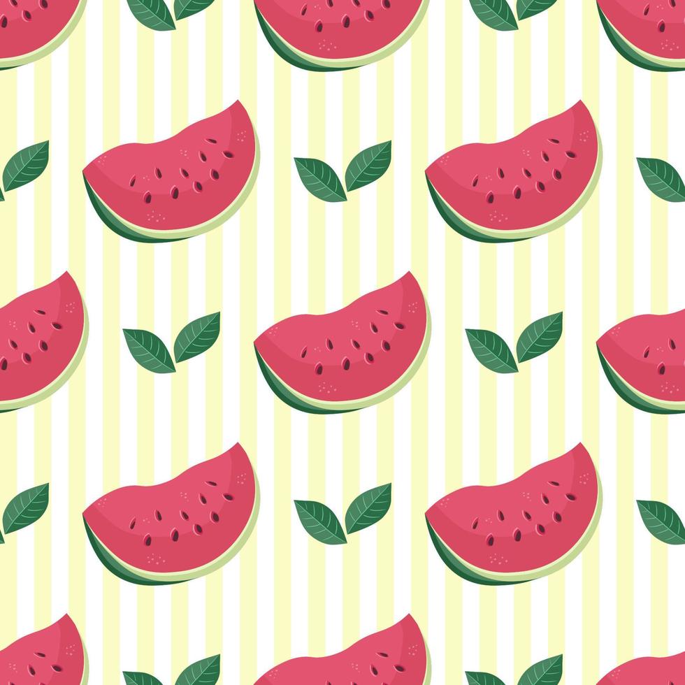 Cute seamless vector pattern with watermelon slices